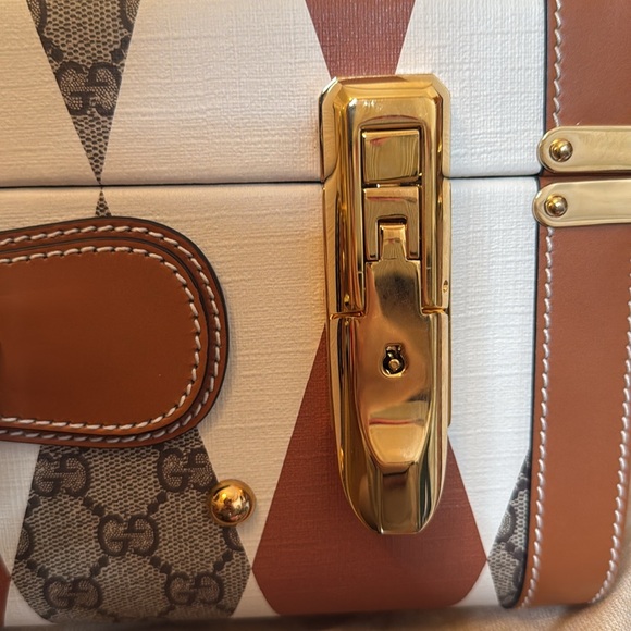 BRAND NEW GUCCI LUGGAGE! Rhombus Beige and ebony GG Supreme canvas Savoy Medium - Picture 11 of 15
